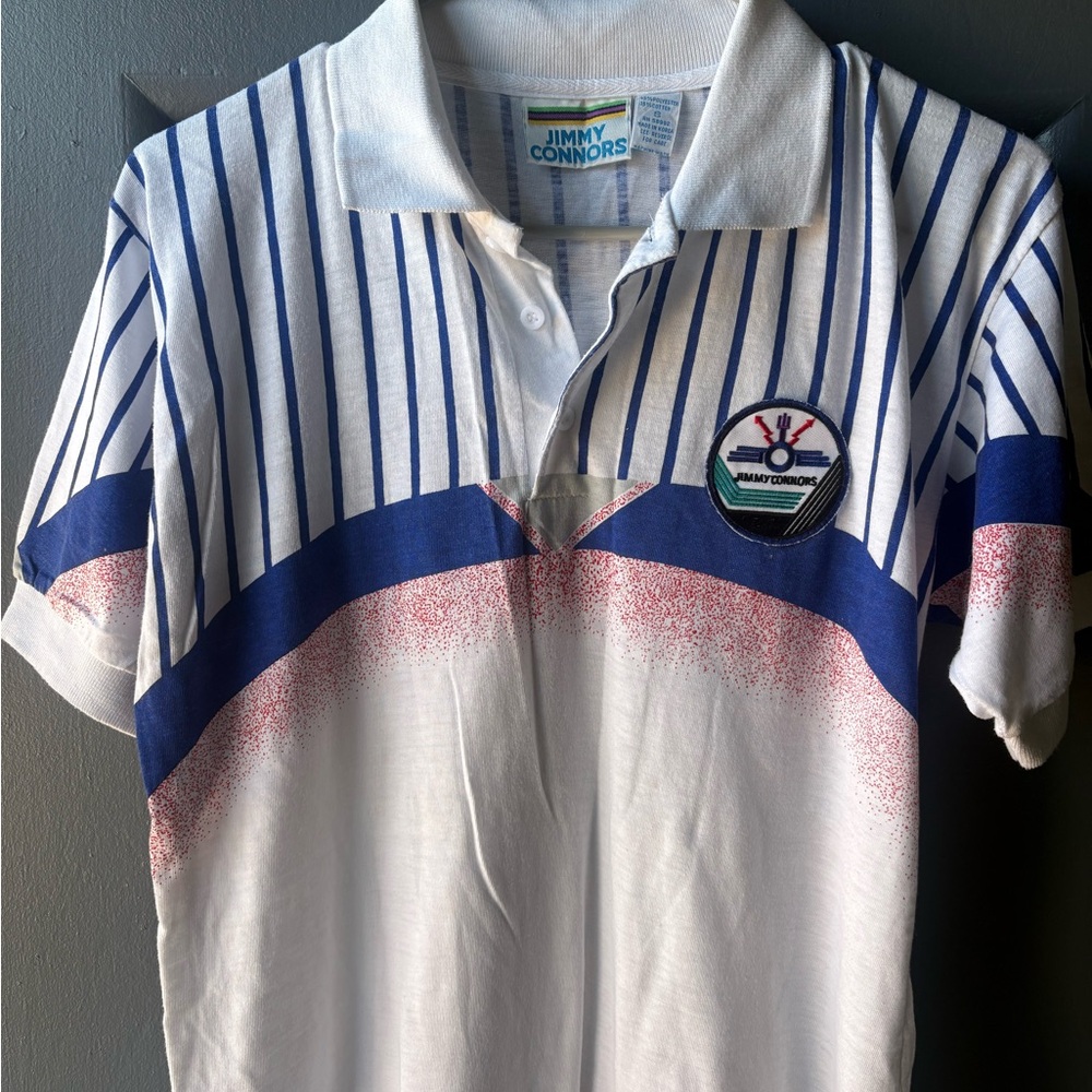 White and Blue Striped Polo Shirt